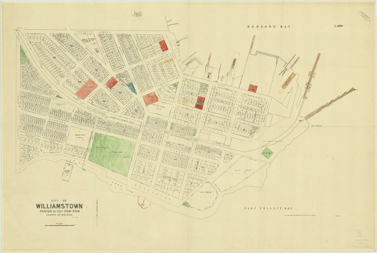 City of Williamstown, Parish of Cut Paw Paw, County of Bourke [cartographic material] / photo-lithographed at the Department of Lands and Survey, Melbourne.