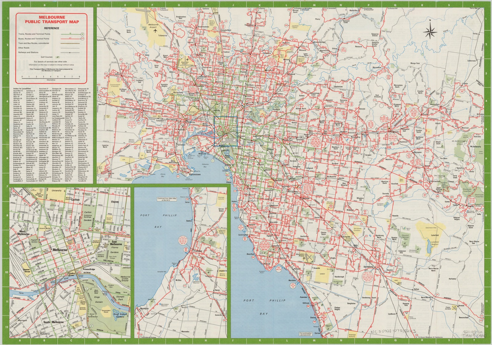 Melbourne public transport map [cartographic material] / Prepared by the Ministry of Transport.