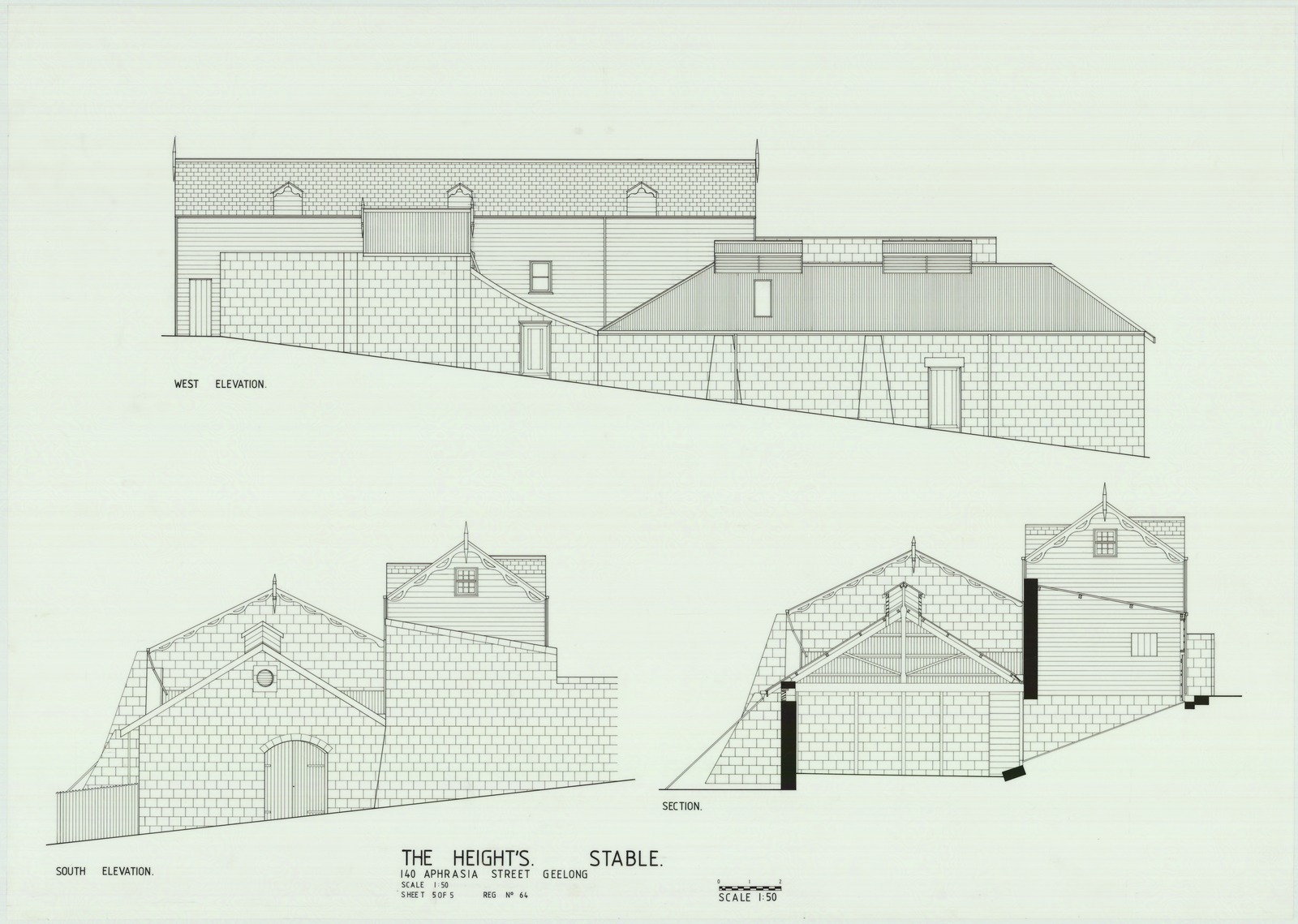 Architectural plans for The Heights, Stable 140 Aphrasia Street Geelong west and south elevations