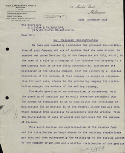 Suggested timetable of proposed scheme of reconstruction of G. J. Coles &amp; Co Proprietary Limited