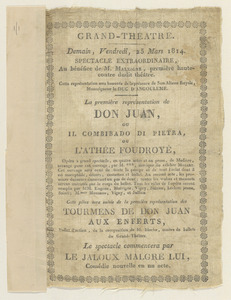Grand - Theatre. La premiere representation de Don Juan