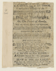 Theatre, Halesworth. Dog of Montargis; How to Die for Love; and Hamlet; Wandering Boys