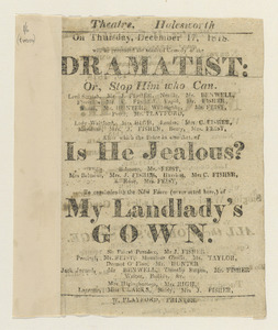 Theatre, Halesworth. Dramatist; Is He Jealous?; May Landlady&#39;s Gown; and Macbeth; All the World&#39;s a Stage