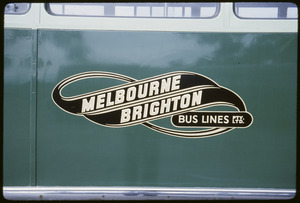Melbourne-Brighton Bus Lines monogram on side of bus