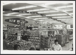 Interior of Coles store at Sandy Bay showing the tinned IXL fruits Store No. 505
